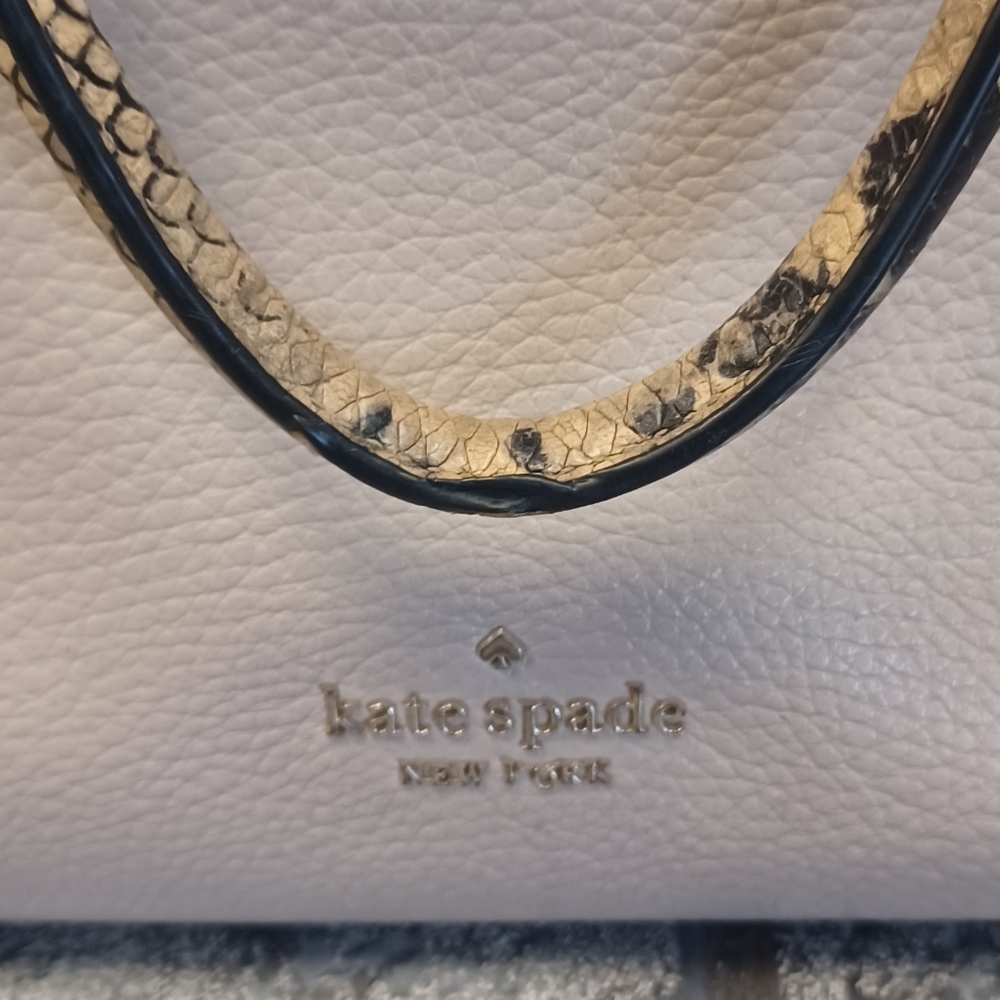kate spade cream leather shoulder bag with snake-print straps